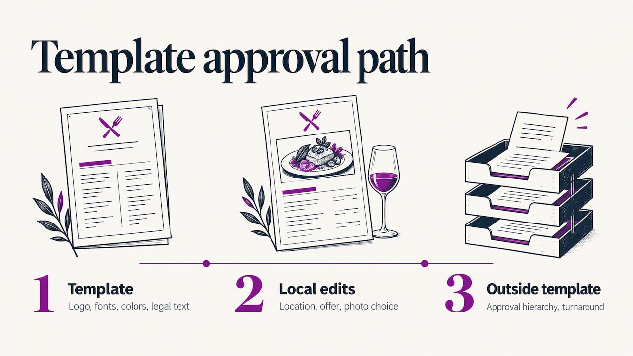 Locked template elements and local approval route