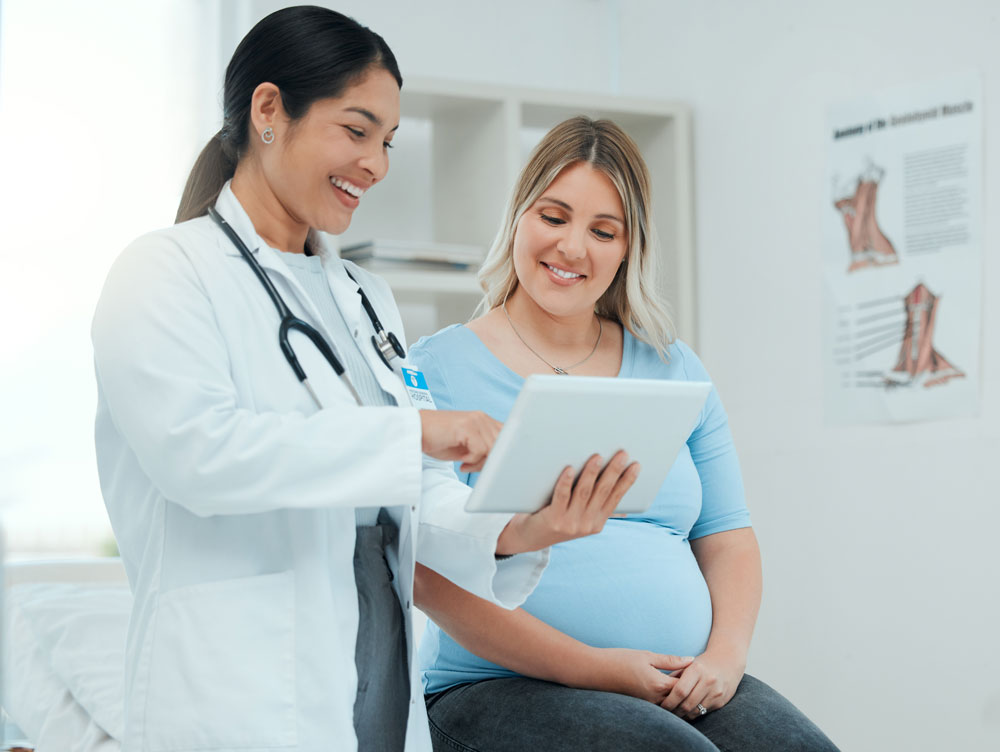 GP shows pregnant patient results. 