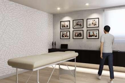 Interior rendering showing natural light in the therapy studio