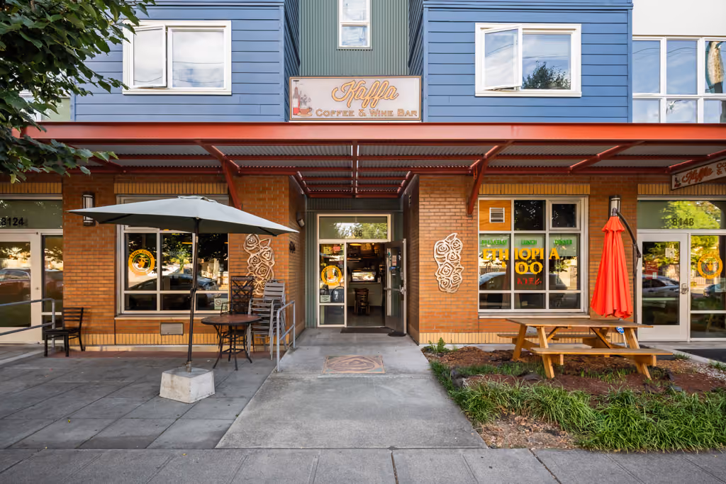 Kaffa Coffee & Wine Bar storefront and entry