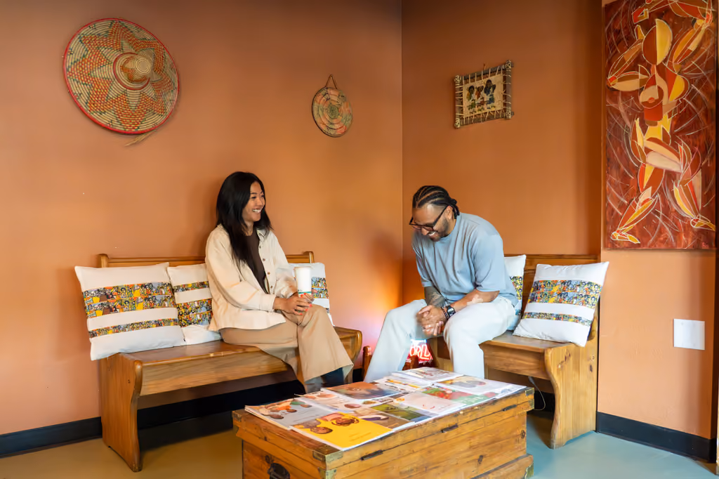 Café seating area at Kaffa Coffee & Wine Bar