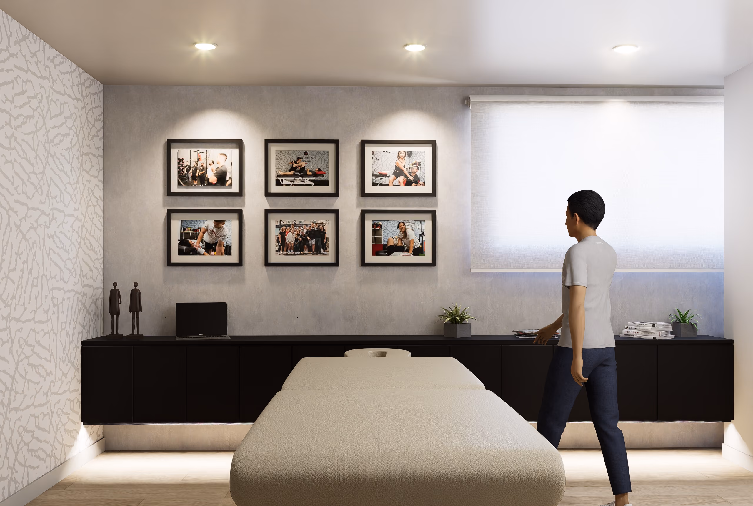 Rendering of private treatment rooms at Progressive Motion