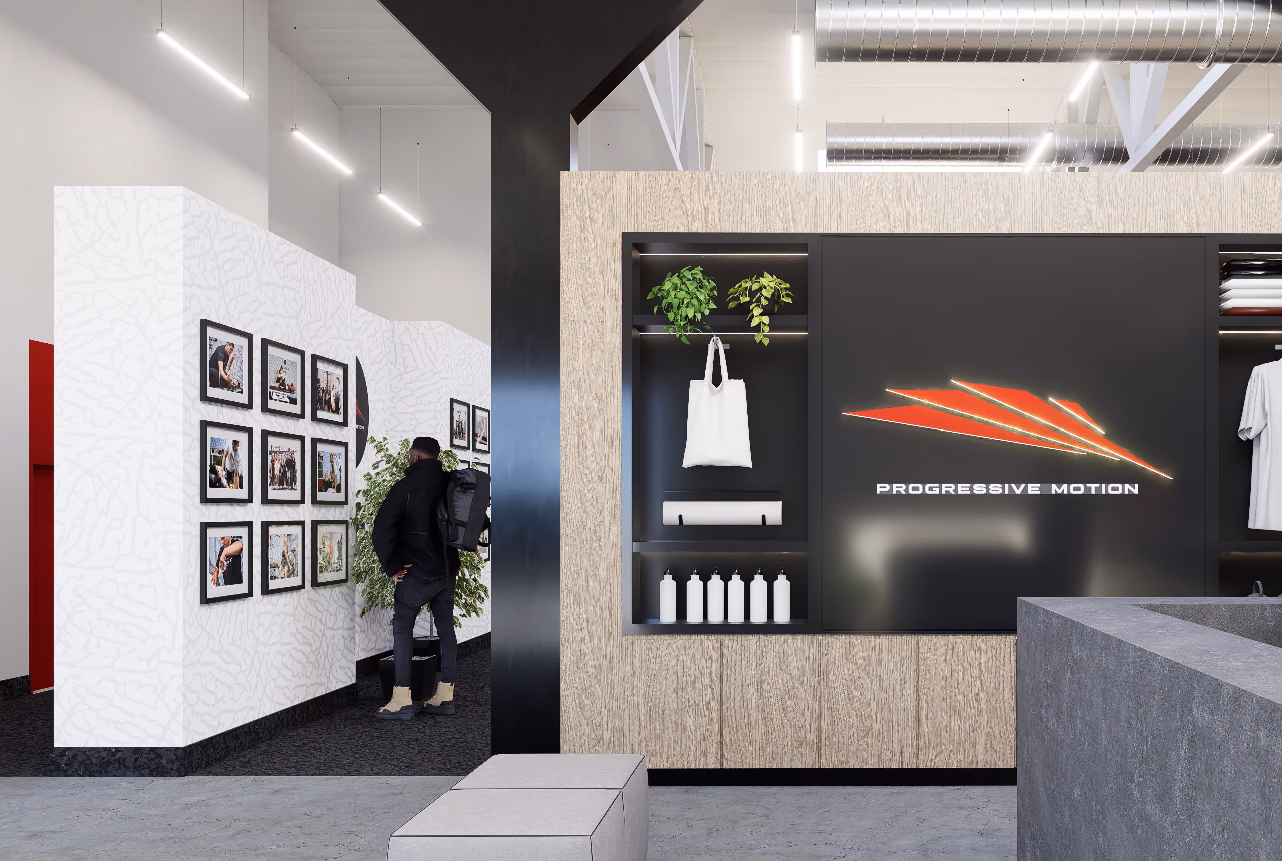 Rendering of the gym and equipment area at Progressive Motion