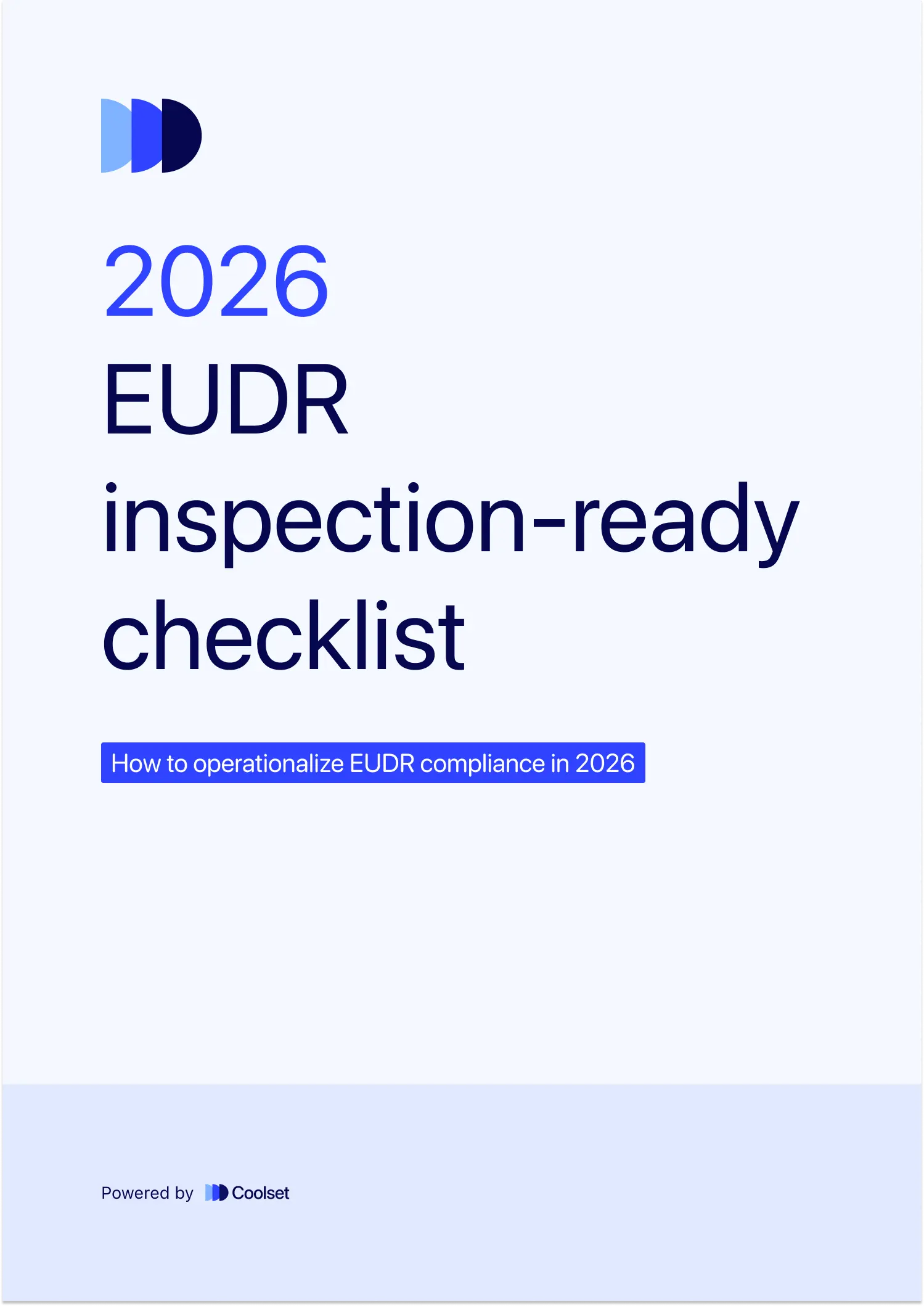 Cover of the Coolset EUDR inspection-ready checklist for operators, downstream operators and traders