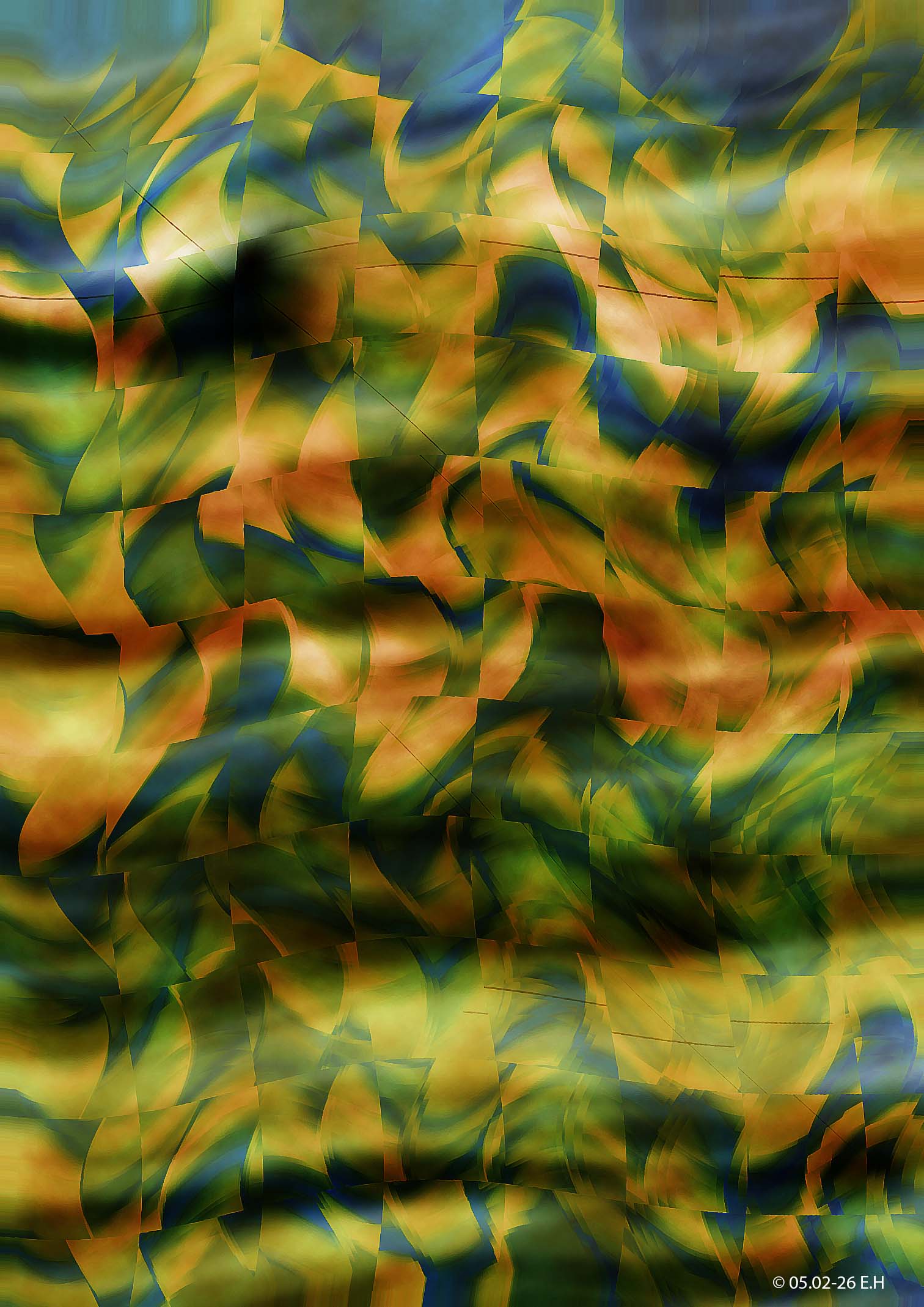 Digitalt kunstverk av Egil Hovda: Bildene mine er som regel svært fargerike. Jeg ser ikke for meg bildene før jeg setter i gang, så de blir til etterhvert som jeg arbeider med dem.