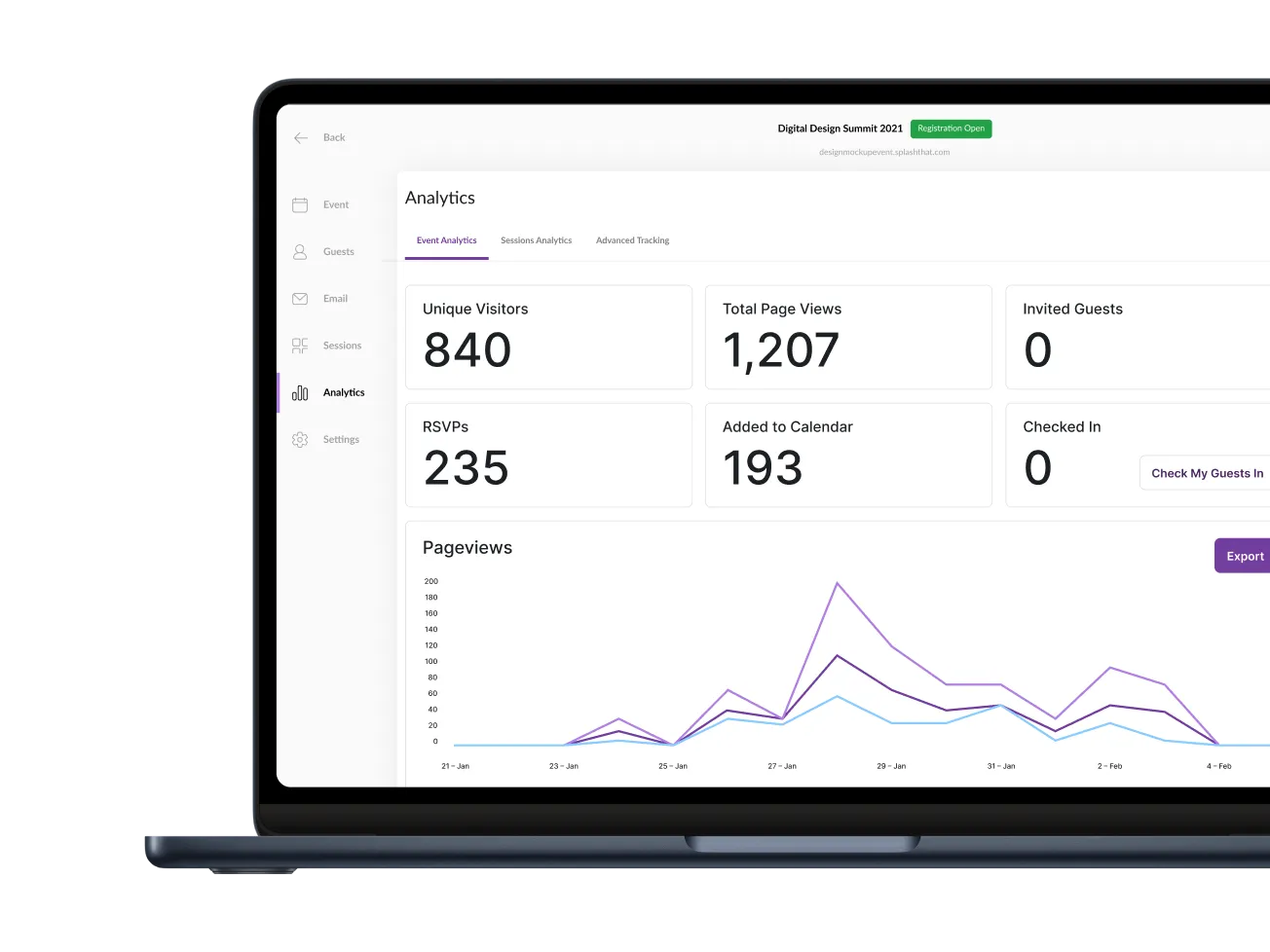 A brand kit interface in Splash showing the Over/Easy brand with saved fonts, colors, and logos, alongside a preview of a branded event page automatically applying those assets