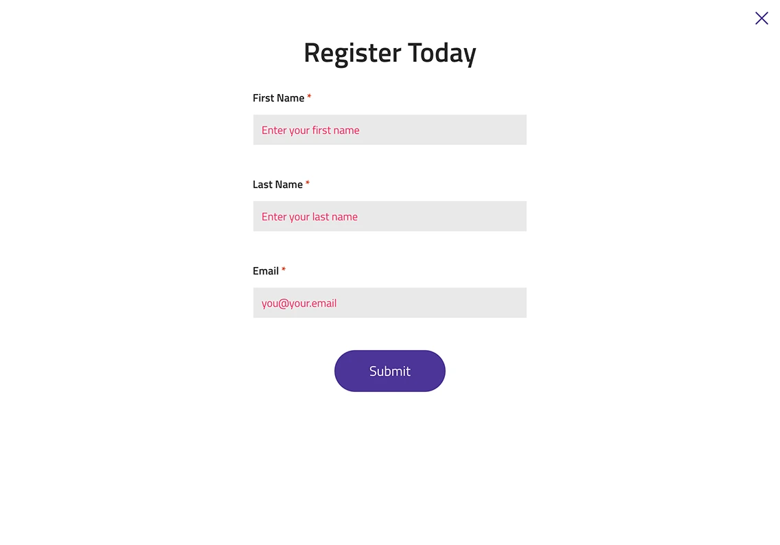 Theme Registration Form Template