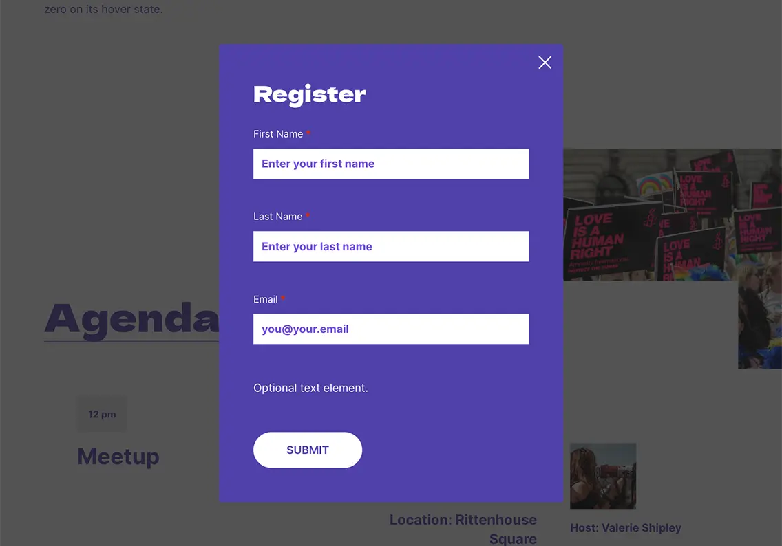 Theme Registration Form Template
