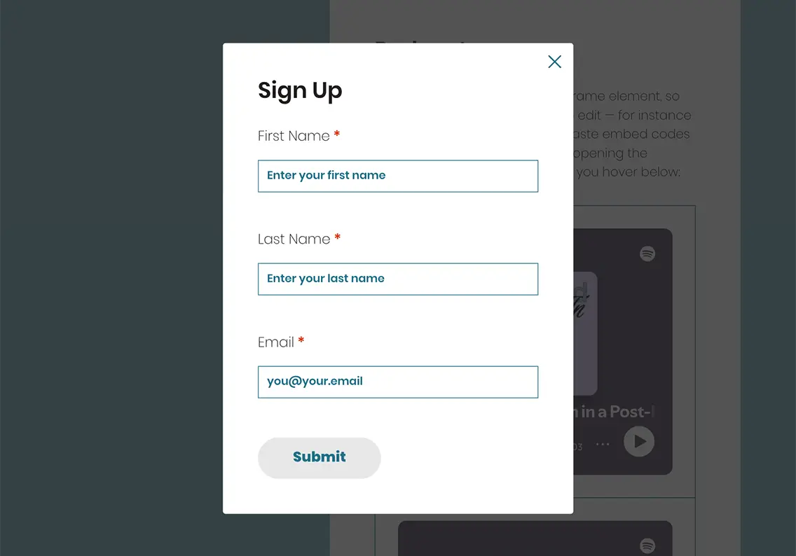 Theme Registration Form Template