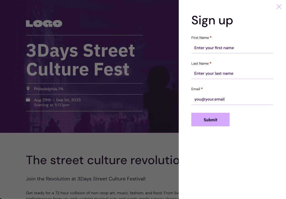 Theme Registration Form Template