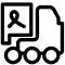 An illustration of a lorry carrying a wooden palette of food goods.
