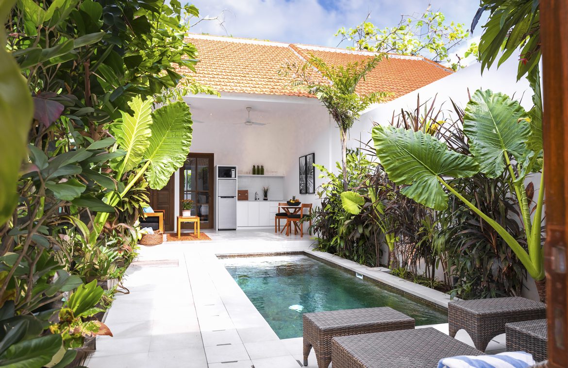 Located down a lane just 250 metres from the main street of Kayu Aya in Seminyak, one of the most fashionable and popular tourist area this one bedroom villa is in an ideal position to work brilliantly as long -term rentals or as a holiday home and wonâ€™t stick around on the market for long. The property is a single storey building on 85sqm land, with open sided living and dining area facing 5x2m private swimming pool. The bedroom is on the back of living area with an en-suite bathroom.Â Offered unfurnished on lease until 1st February 2046 with 25 year option to extend on market price. With the beach is less than 1 km away, this villa will bring high rental income. Two units are available, each at USD 220,000 and 2-bedroom off-plan villa is also offered at USD 360,000.