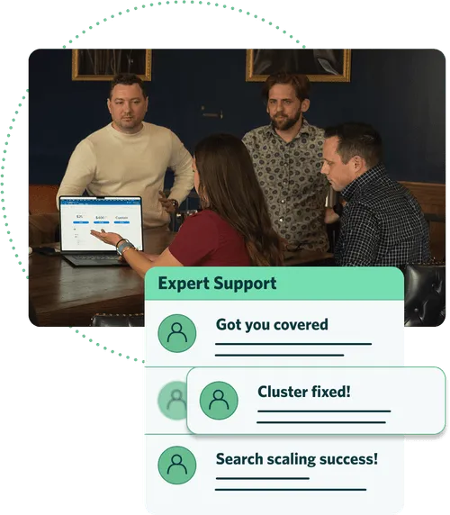 Bonsai 4 team members with Expert Support illustration