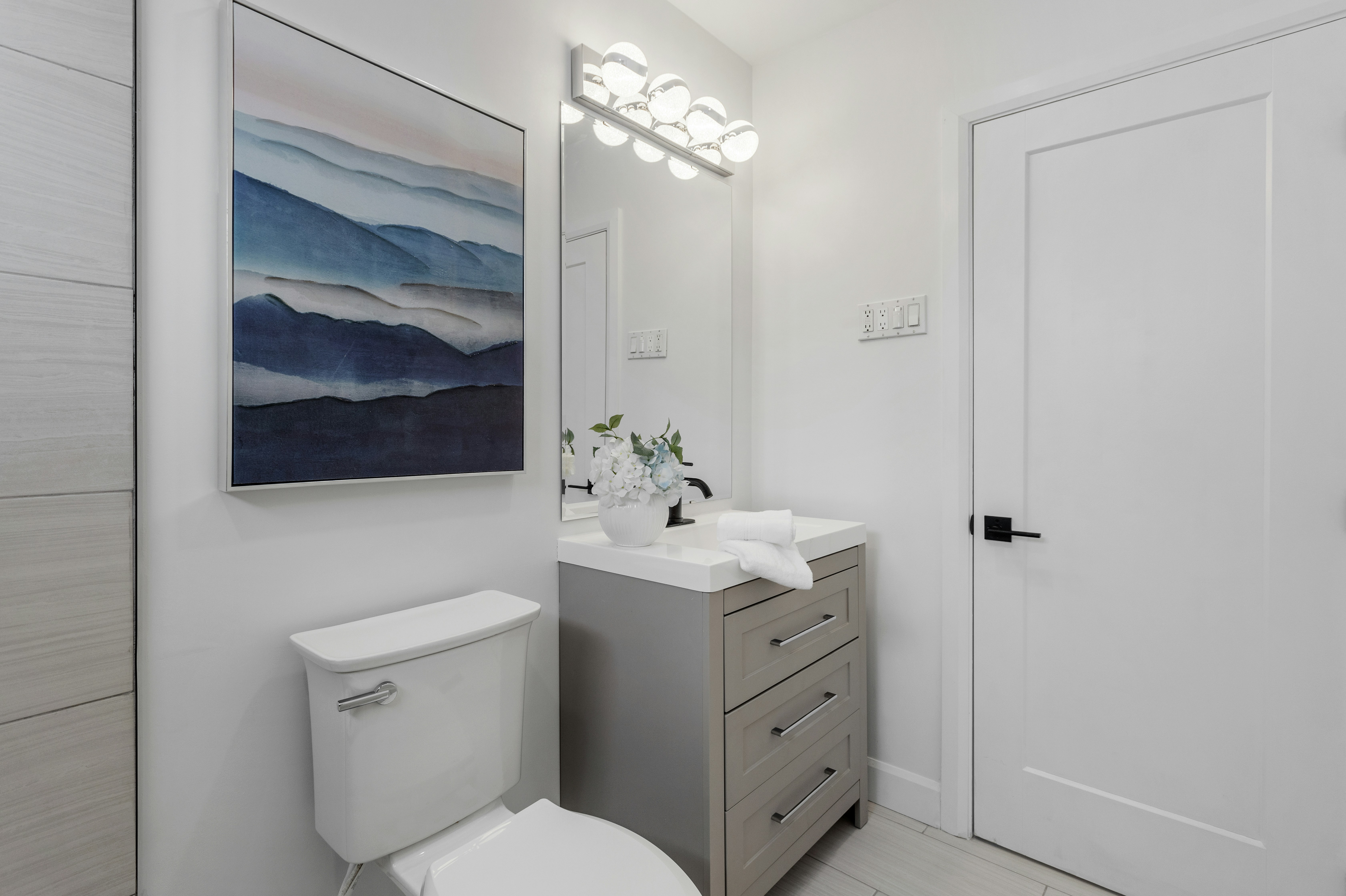 light gray custom single vanity