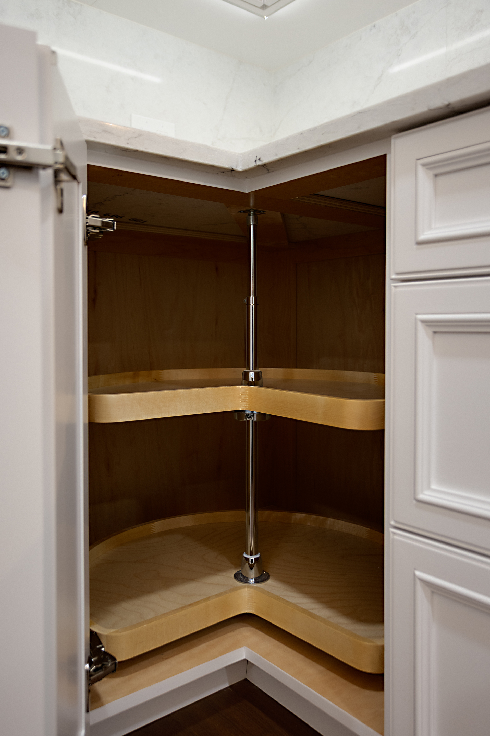 custom lazy susan in corner cabinet