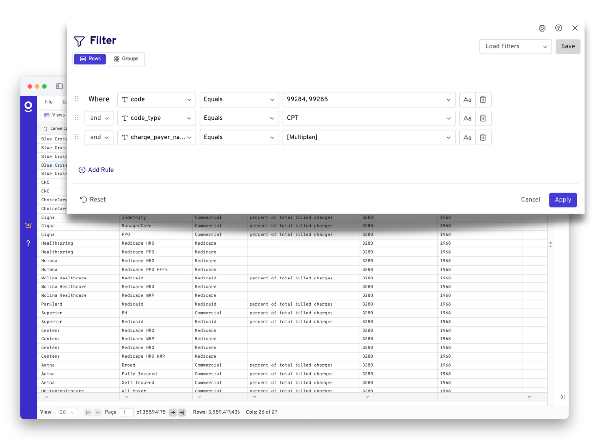 Analyze Hospital Price Transparency MRF Files as Tables