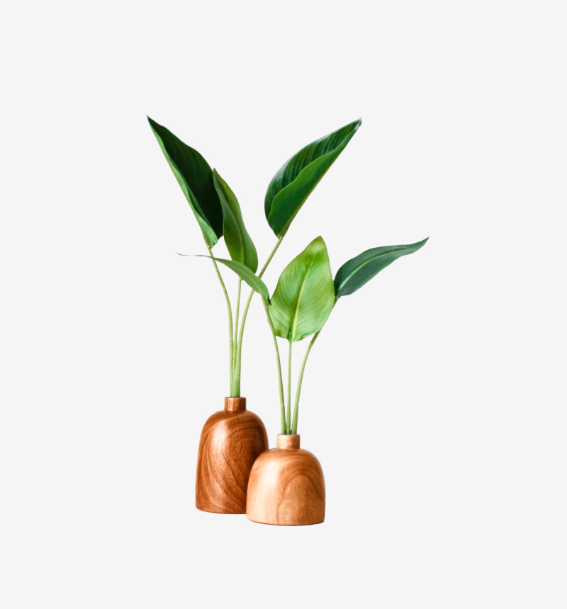 Set of 2 Elegant Wooden Pot