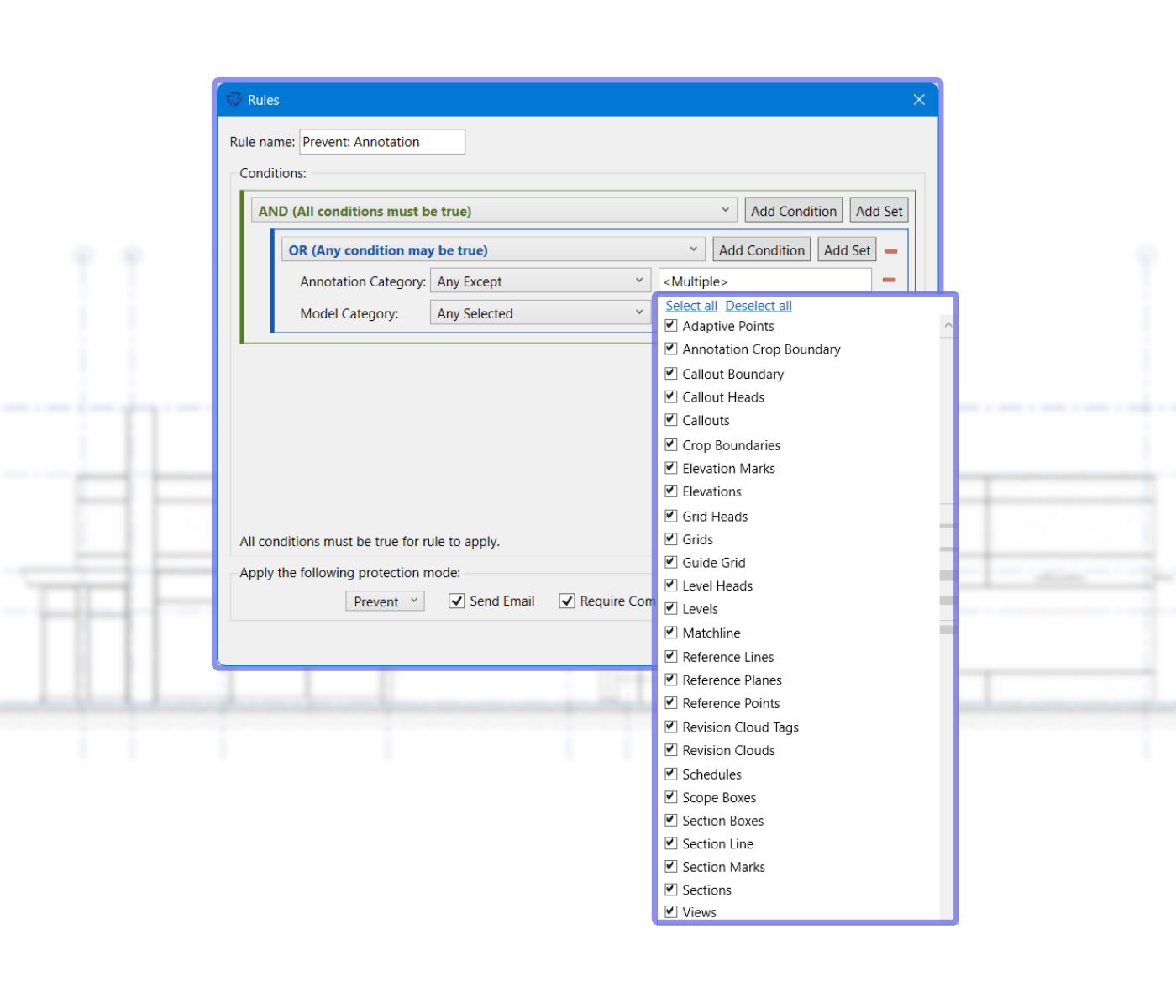 Hide Elements in View Rules Settings
