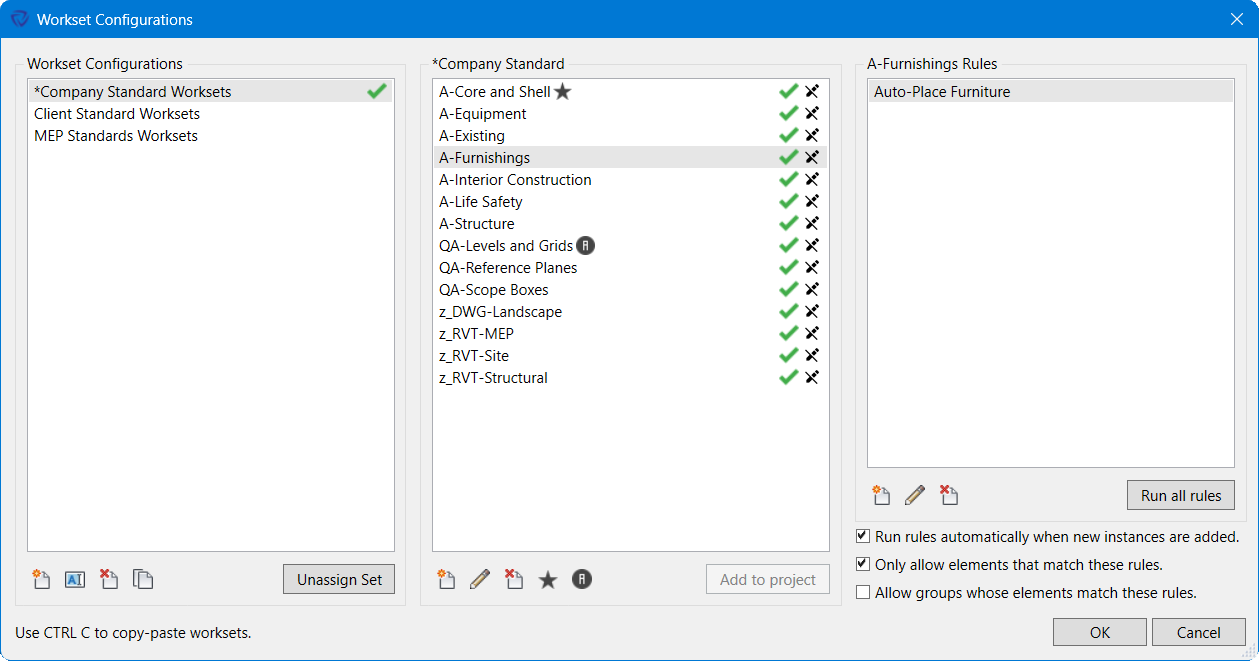 Workset Configurations dialog box