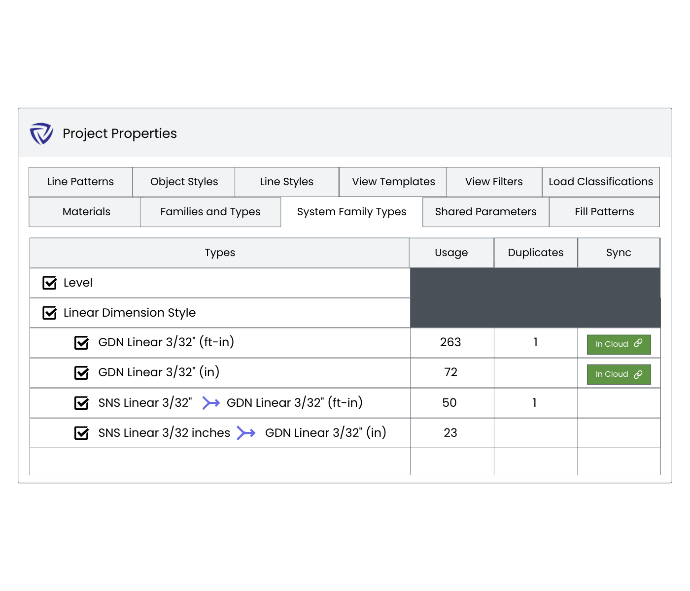 project properties dialog