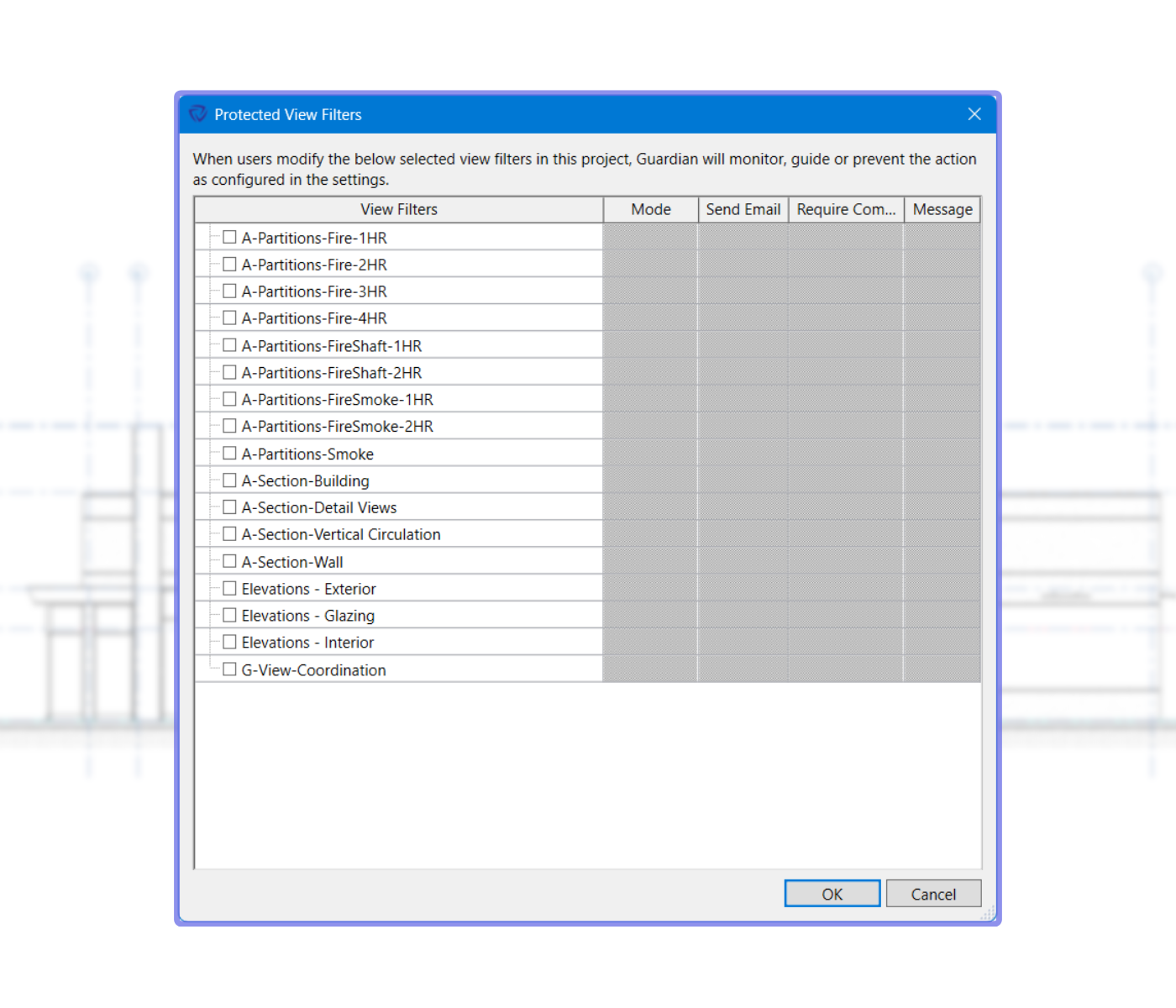View Filter protections list
