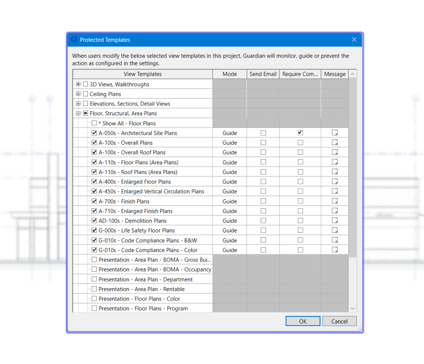 Protected View Templates list