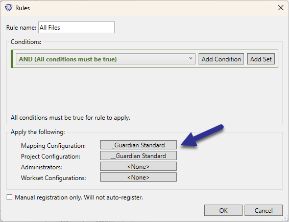 Guardian Rules dialog with arrow pointing to Mapping Configuration