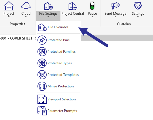Project Settings button in Guardian ribbon