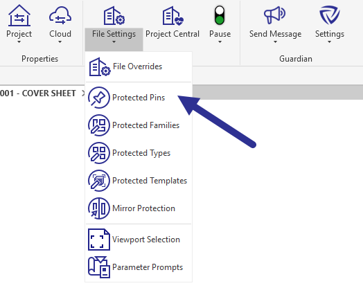 Guardian ribbon with arrow pointing to Protected Pins
