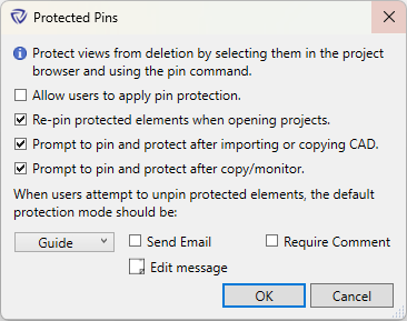 Protected pins dialog