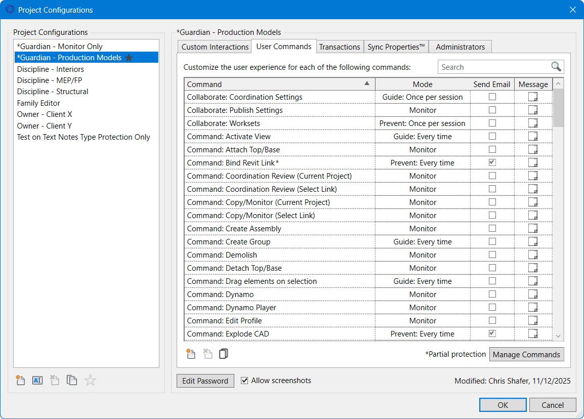 Project Configurations dialog