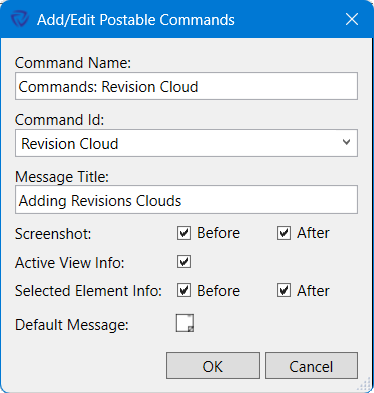 Add/Edit Postable Commands dialog