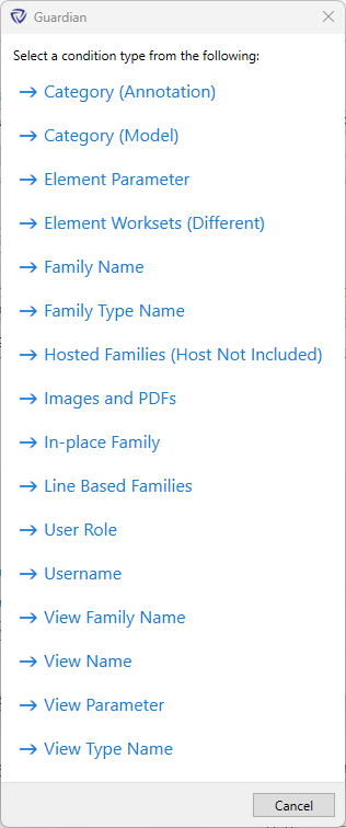 Condition types for rules