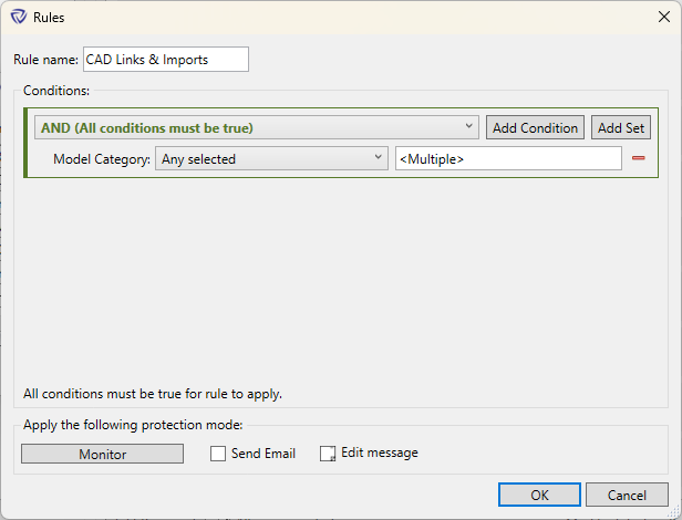 Rules dialog for AND/OR statements