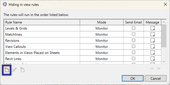 Hide Elements Protection rules dialog