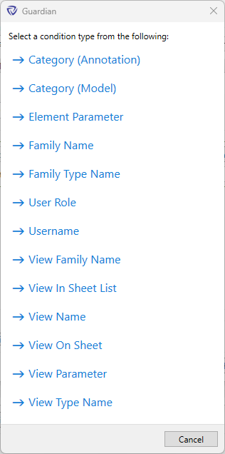 Condition types for Hide Elements in View Protections