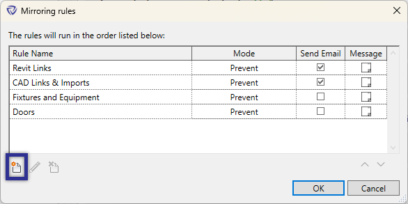 Mirror Protection rules dialog