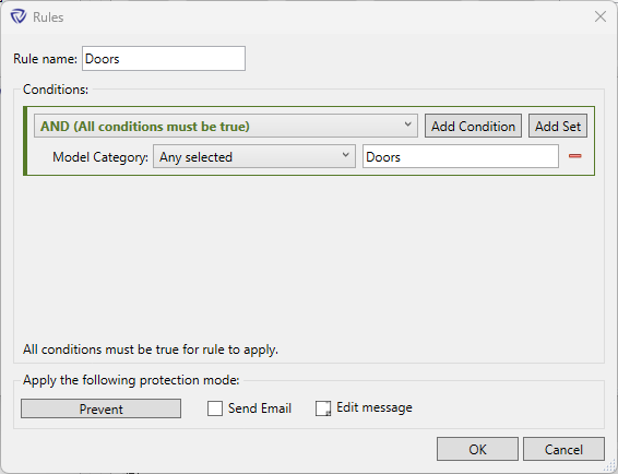 Guardian Rules dialog for doors