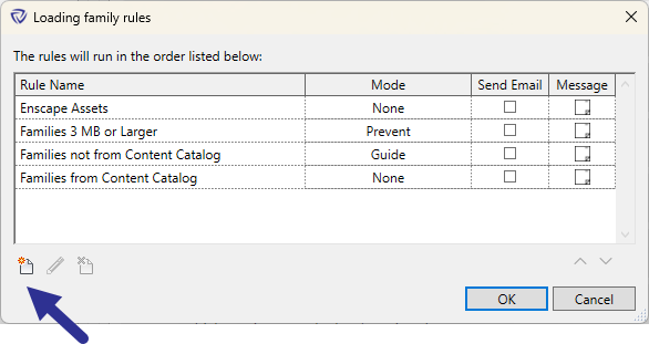 Loading family rules dialog