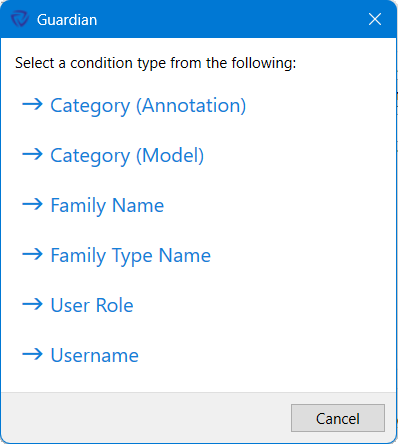 Condition types for Family Type Protections