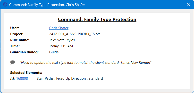 Notification for Family Types