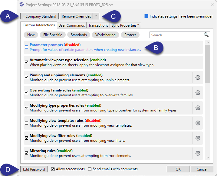 File Settings dialog