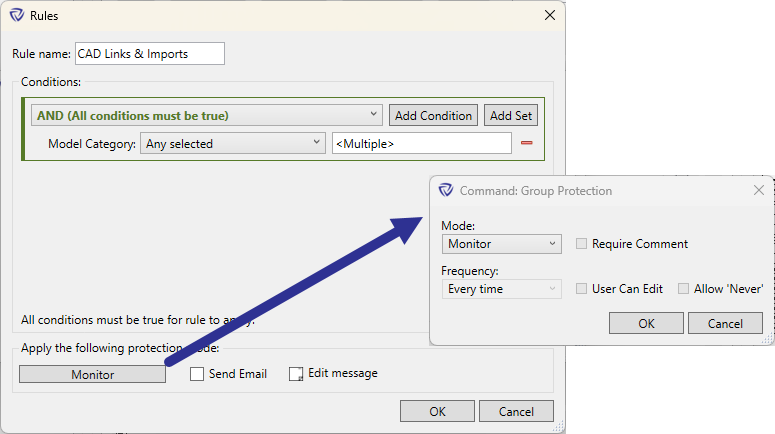 Customize mode and frequency for rules
