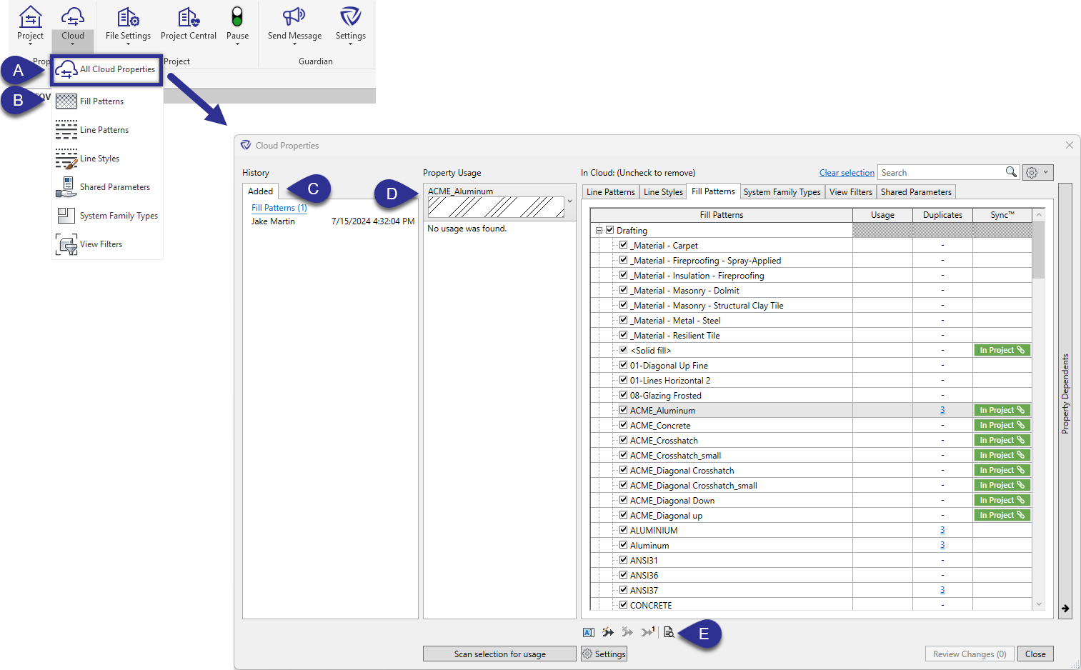 Guardian dialog with steps for viewing and downloading cloud properties