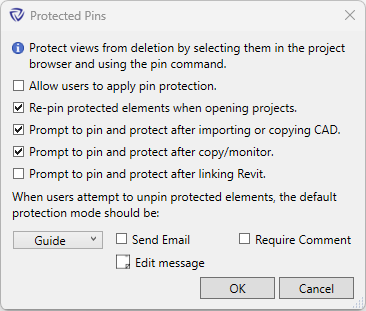 Protected pins dialog
