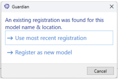 Duplicate registration alert