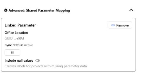 Link Parameter dialog