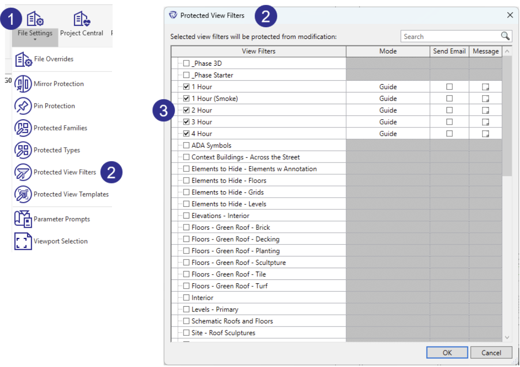 Protected View Filters dialog