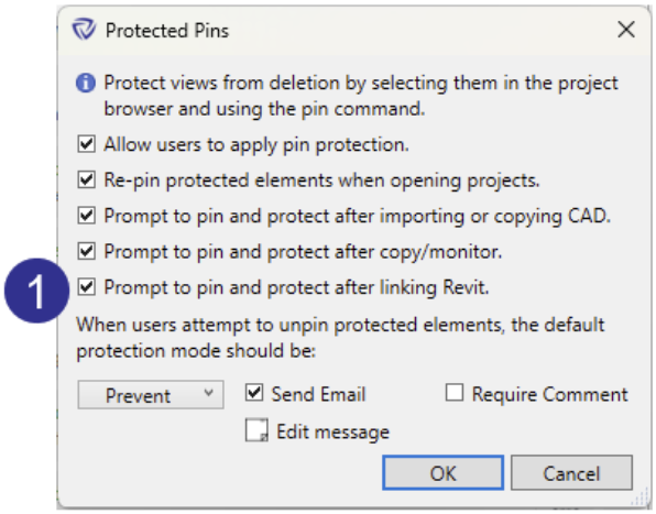 Protected Pins dialog