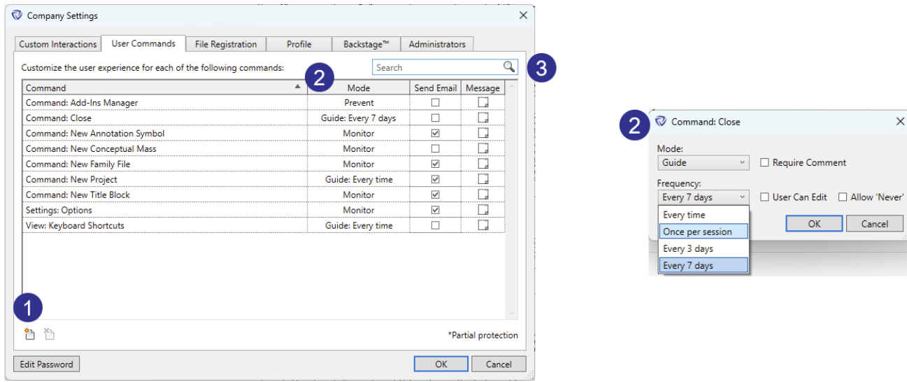 User Commands tab in Company Settings 
